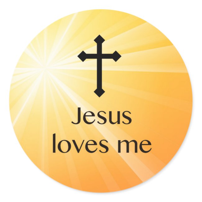 Jesus Loves Me Cross Orange Sticker