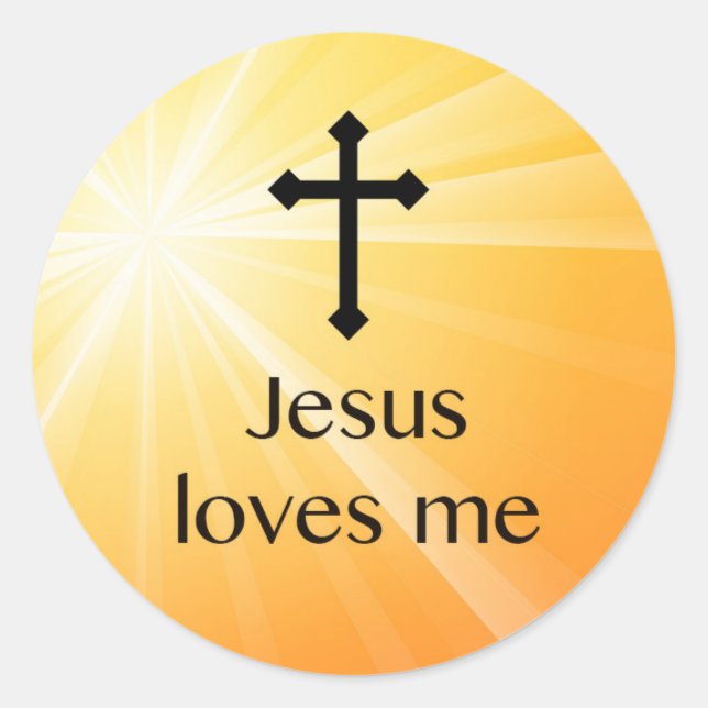 Jesus Loves Me Cross Orange Sticker (Front)