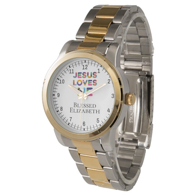 Jesus Loves Me Customizable Watch (Angled)