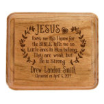 Jesus Loves Me Cute Christening Wooden Jewelry Box<br><div class="desc">Personalize your keepsake with a name, initials or with a heartfelt message for a loved one. Every piece of this exquisite collection is crafted of solid cherry wood. Celebrate your special moment with these timeless symbols of love from our beautiful collection of keepsake boxes that are perfect for baby dedication...</div>