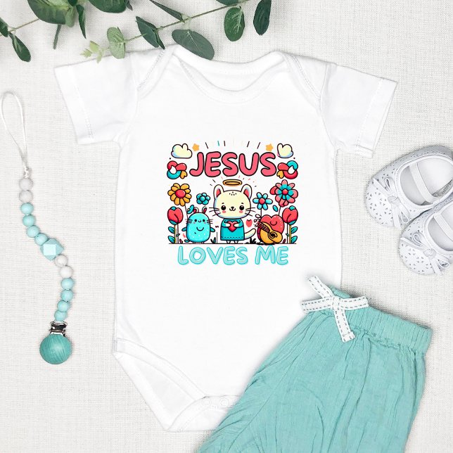 "Jesus Loves Me" Design with Cute Cartoon Baby Bodysuit (Creator Uploaded)