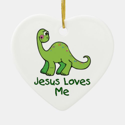 Jesus Loves Me Dino Ceramic Ornament