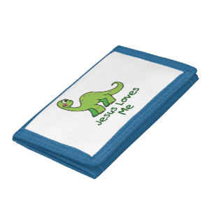 Jesus Loves Me Dinosaur Tri-fold Wallet