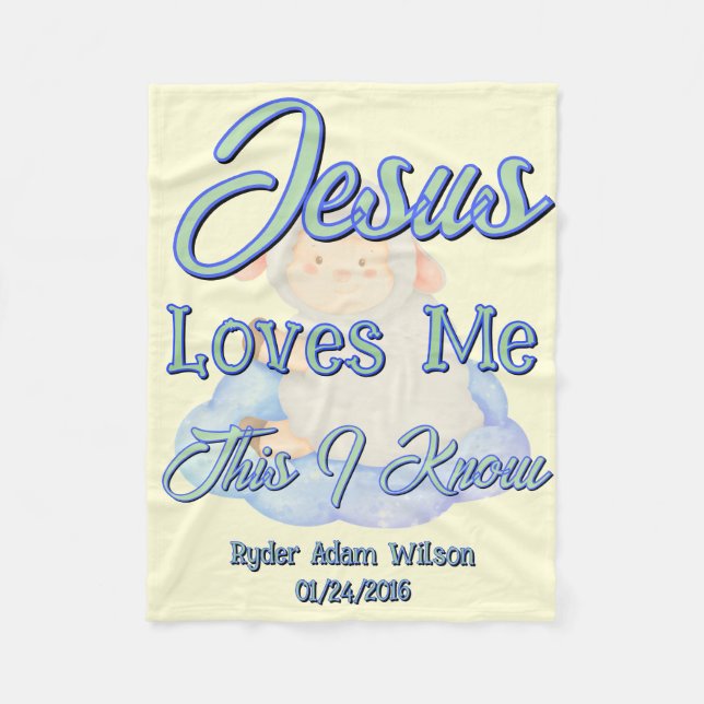 Jesus Loves Me Fleece Baby Blanket (Front)