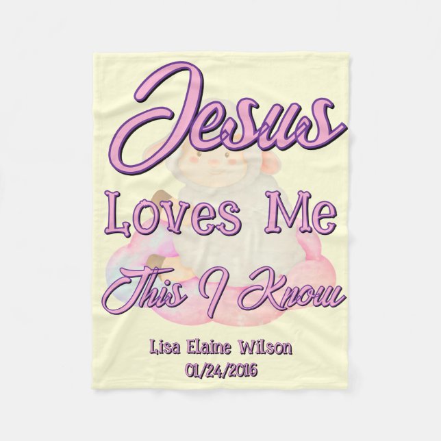 Jesus Loves Me Fleece Baby Blanket (Front)