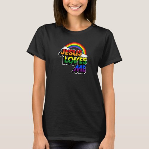 Jesus Loves Me Gay Rainbow  Cute Christian Lgbtq P T_Shirt