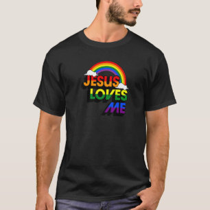 Jesus Loves Me Gay Rainbow  Cute Christian Lgbtq P T-Shirt