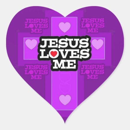 Jesus Loves Me. Heart Sticker