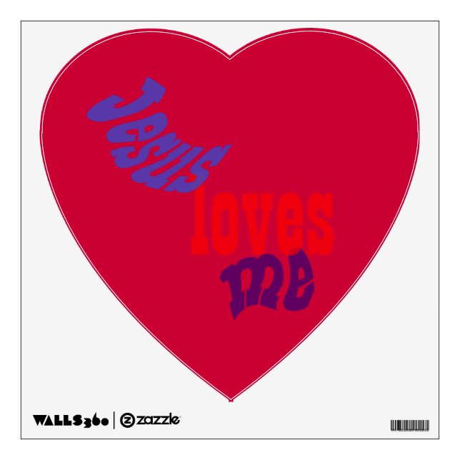 Jesus Loves Me Heart Wall Art Wall Sticker (Front)