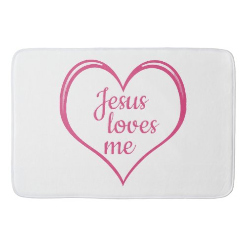 JESUS LOVES ME in Heart Bath Mat