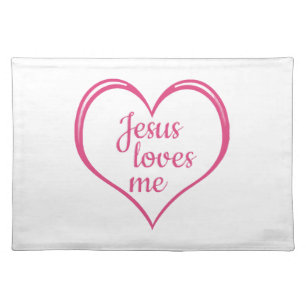 JESUS LOVES ME in Heart Cloth Placemat