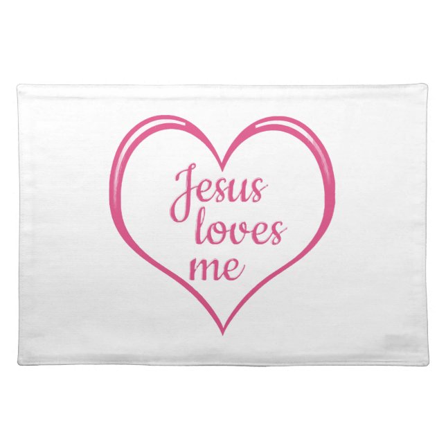 JESUS LOVES ME in Heart Cloth Placemat (Front)