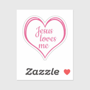 JESUS LOVES ME in Heart Sticker