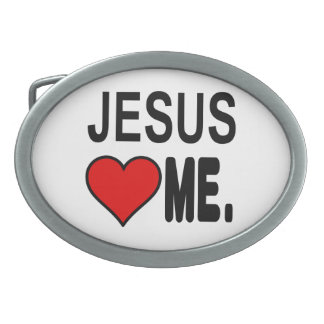 Jesus Loves Me Jesus Gifts Oval Belt Buckle