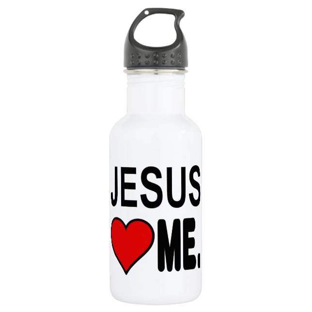 Jesus Loves Me Jesus Stainless Steel Water Bottle (Front)