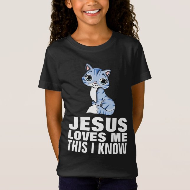 JESUS LOVES ME KITTEN, CHRISTIAN CAT T-SHIRTS (Front)