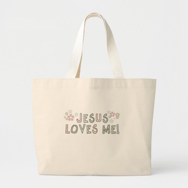 Jesus Loves Me Large Tote Bag (Front)