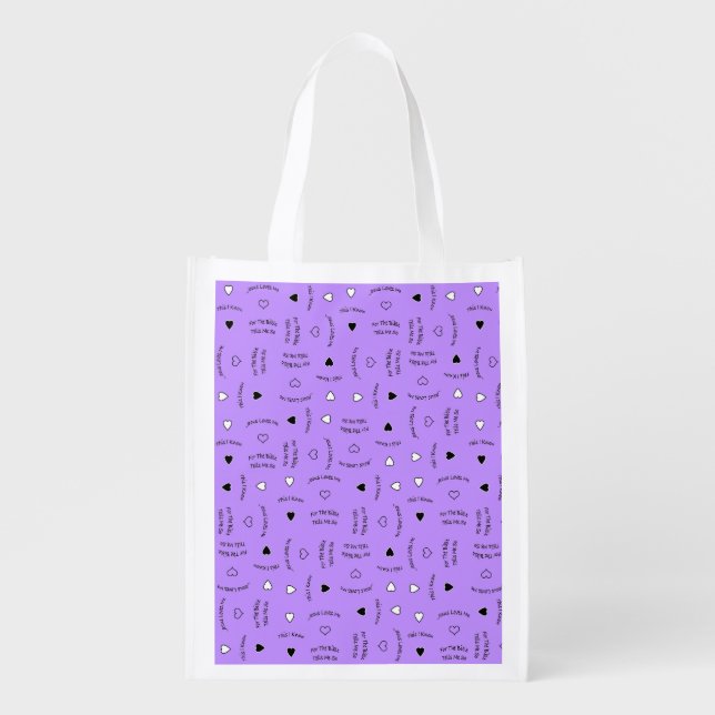 Jesus Loves Me Lavender  Grocery Bag (Front)