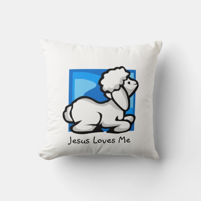 Jesus Loves Me Little Lamb Pillow (Front)