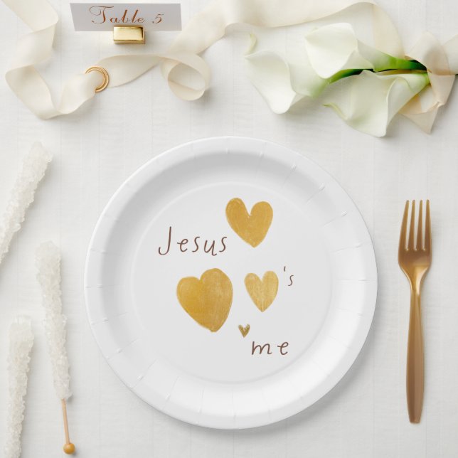 Jesus loves me. Paper Plates. modern  Paper Plates (Wedding)