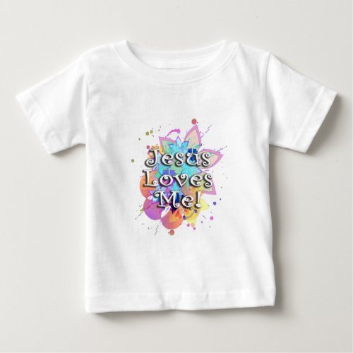 Jesus Loves Me Pastel Watercolor Baby T_Shirt