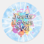 Jesus Loves Me, Pastel Watercolor Classic Round Sticker