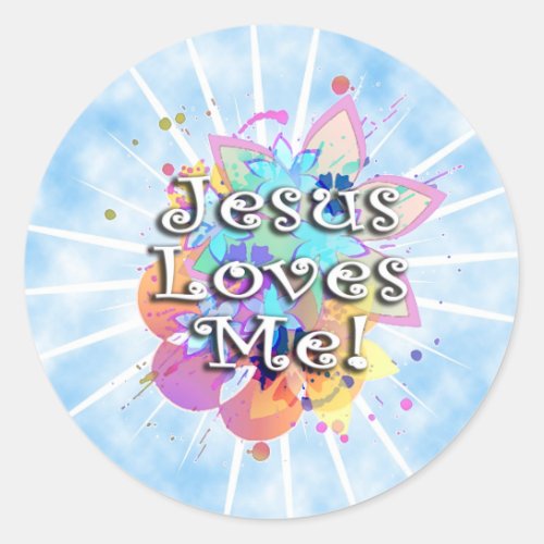 Jesus Loves Me Pastel Watercolor Classic Round Sticker