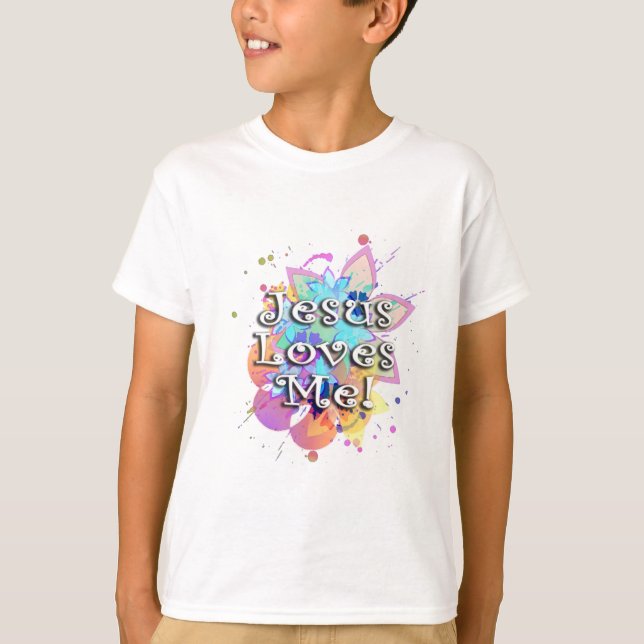 Jesus Loves Me, Pastel Watercolor T-Shirt (Front)