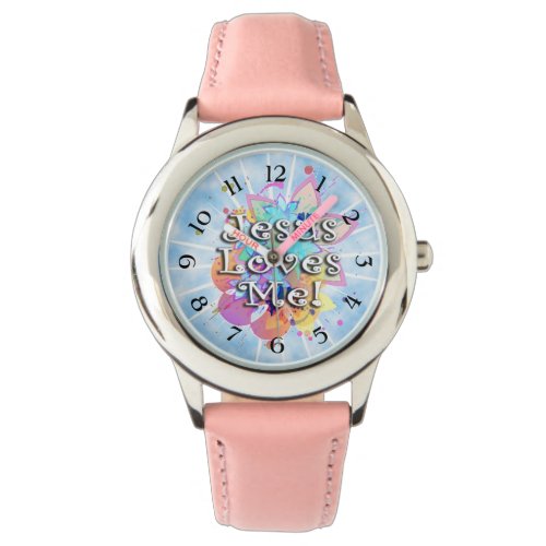 Jesus Loves Me Pastel Watercolor Watch