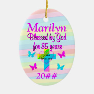 JESUS LOVES ME PERSONALIZED 85TH BIRTHDAY ORNAMENT