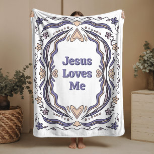 Jesus Loves Me Sherpa Blanket Christian Gift