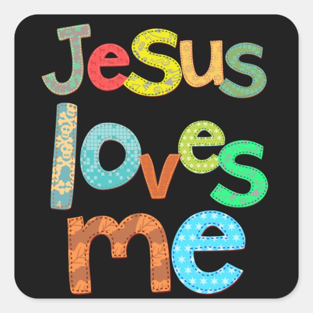Jesus Loves  Me Square Sticker (Front)