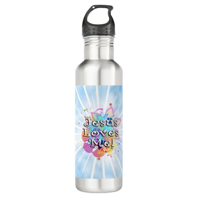 Jesus Loves Me Stainless Steel Water Bottle (Front)