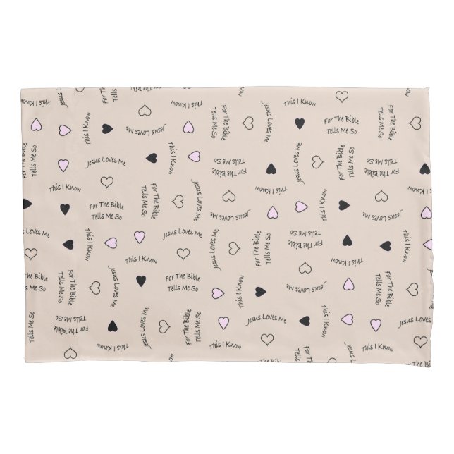 Jesus Loves Me Tan Pillow Case (Front)