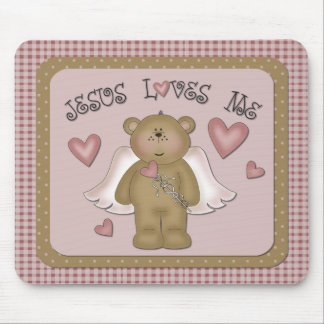 Jesus Loves Me Teddy Bear Angel Mousepad