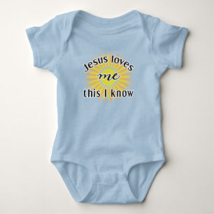 Jesus loves me this I know cute sunflower Baby Bod Bodysuit