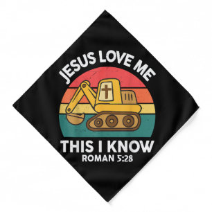 Jesus Loves Me This I Know Excavator Christian Bandana
