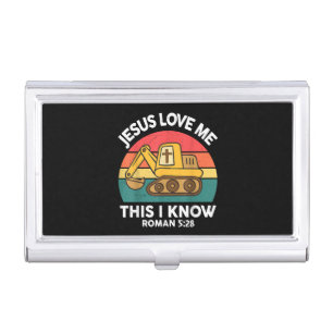 Jesus Loves Me This I Know Excavator Christian Business Card Case