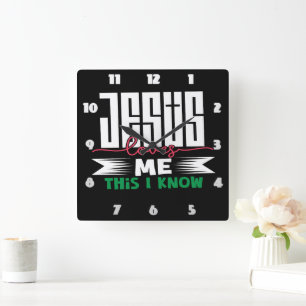 Jesus Loves Me This I Know Square Wall Clock