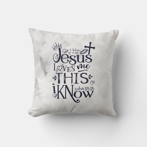JESUS LOVES ME THIS I KNOW Typography Art Throw Pillow