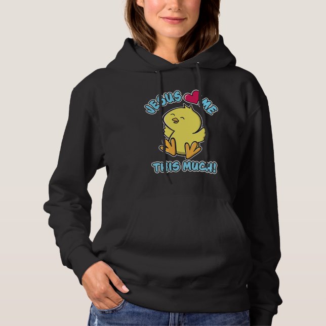 Jesus Loves Me This Much Christian Easter Cute Yel Hoodie (Front)