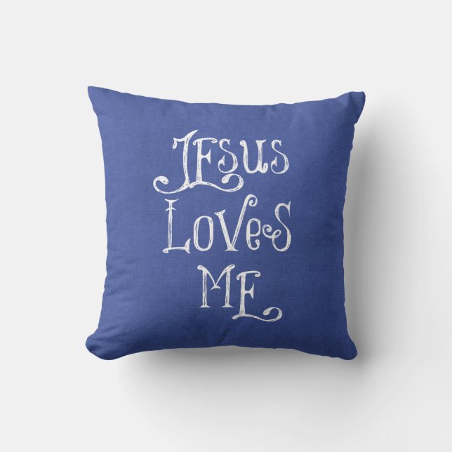 Jesus Loves Me Throw Pillow (Front)