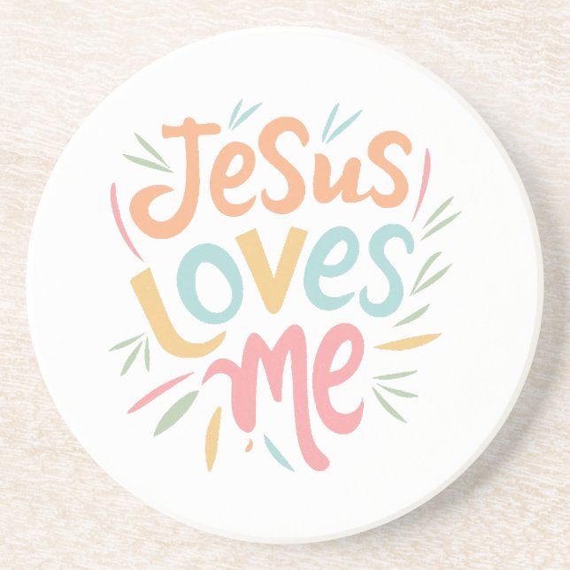 Jesus Loves Me - vintage design  Coaster (Front)