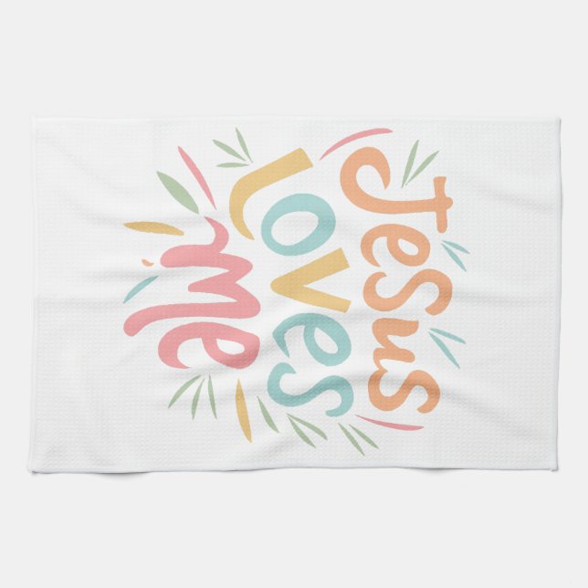 Jesus Loves Me - vintage design  Kitchen Towel (Horizontal)