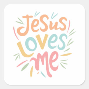Jesus Loves Me - vintage design Square Sticker