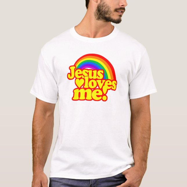 Jesus Loves Me (with Rainbow) T-Shirt (Front)