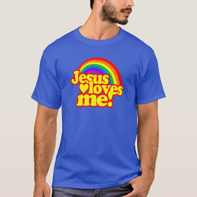 Jesus Loves Me (with Rainbow) T-Shirt (Front)