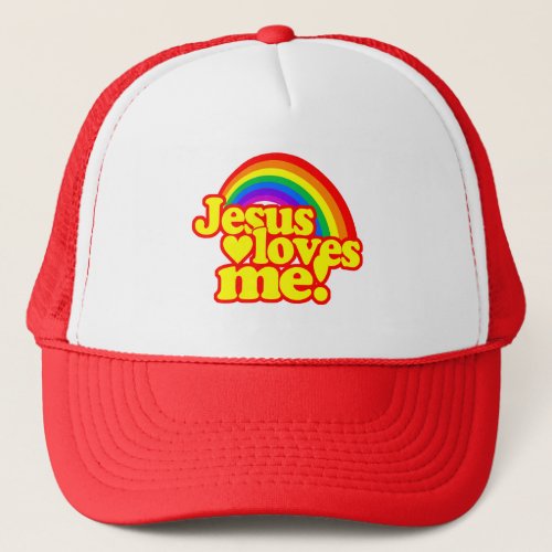 Jesus Loves Me with Rainbow Trucker Hat