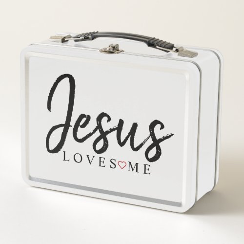 Jesus Loves Me with red heart  Metal Lunch Box