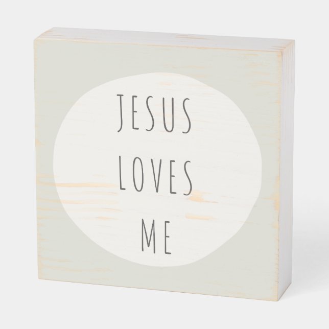 Jesus loves me. Wood Box Sign (Angled Horizontal)